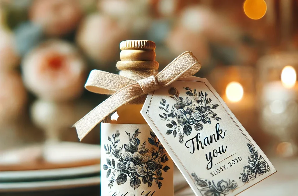 Bottle of wine as wedding favor