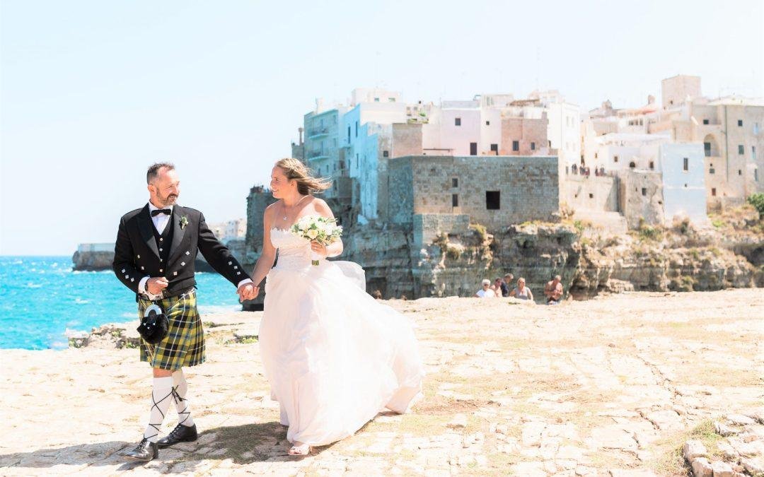 Boda en Polignano a Mare y Monopoli entre un mar cristalino y la magia de la historia