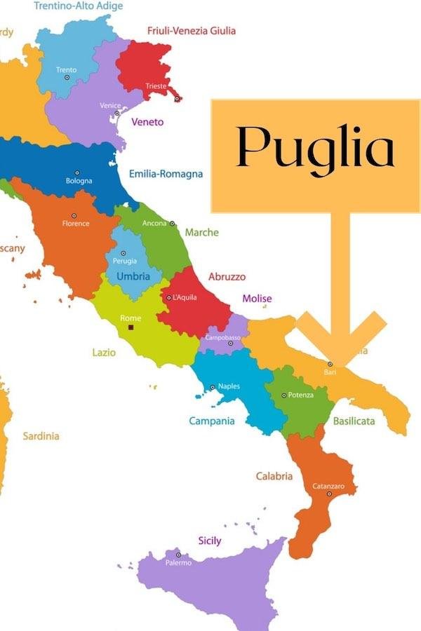 where is puglia Italy on a map