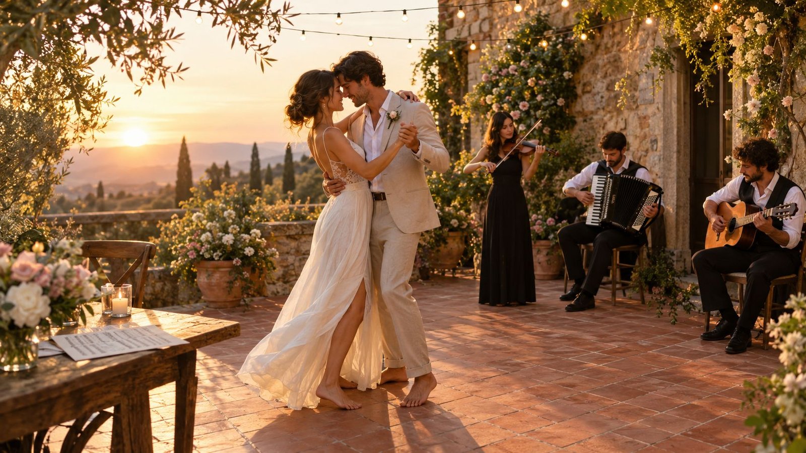 Italienische Hochzeitsmusiker und Hochzeitstanz