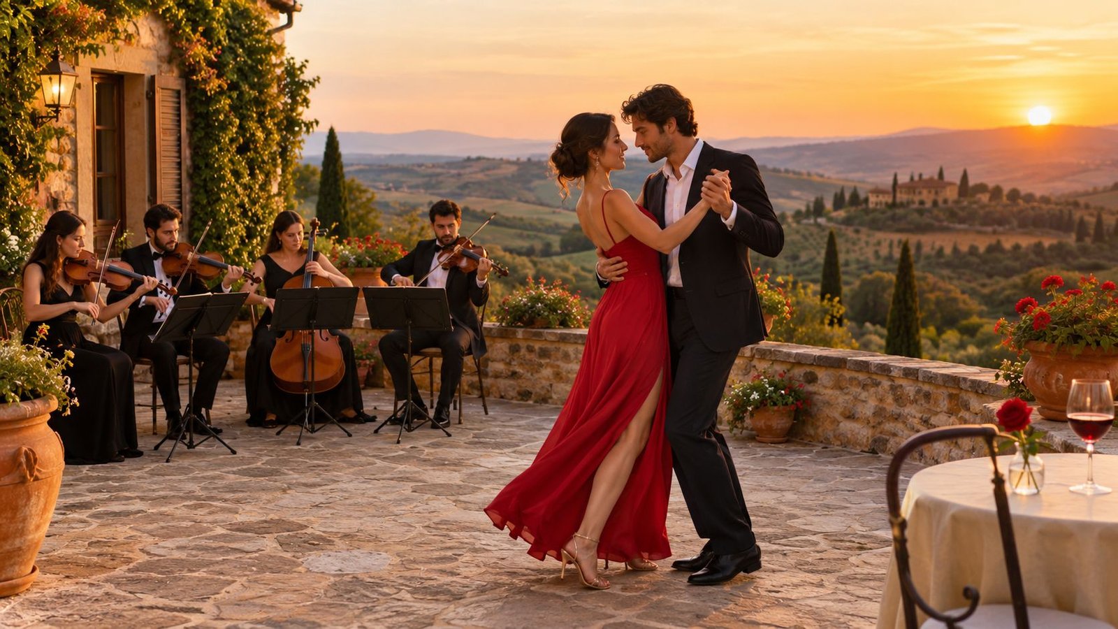Romantic final wedding dance with live musicians